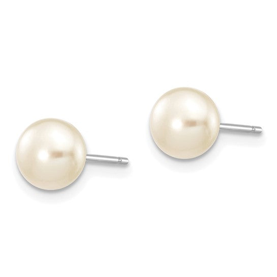 6–7mm Freshwater Pearl Earrings in 14 Karat White Gold | Joe Kassab Jewelers