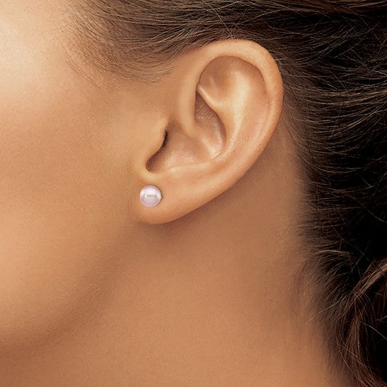 14K Yellow Gold 6–7mm Purple Saltwater Pearl Stud Earrings