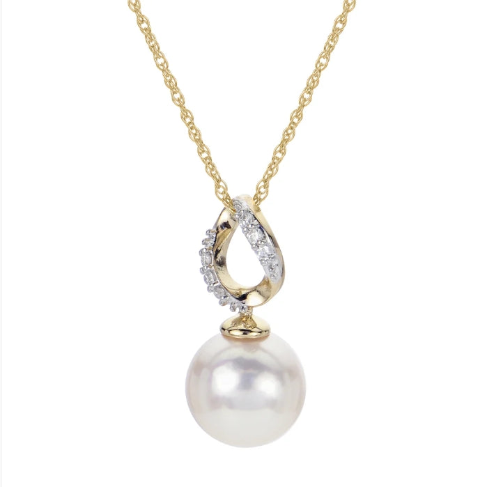14K Akoya Pearl & Diamond Necklace