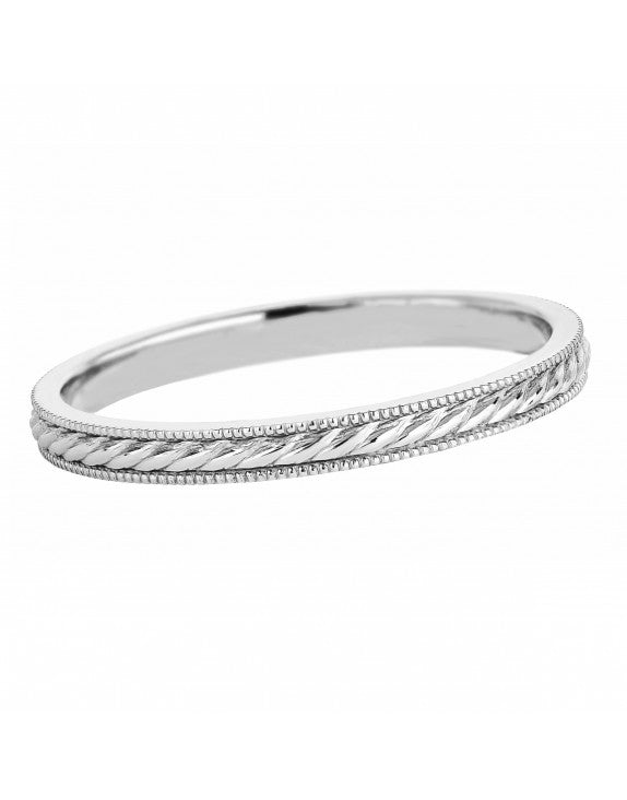 14K White Gold 2MM Swiss Cut Wedding Band