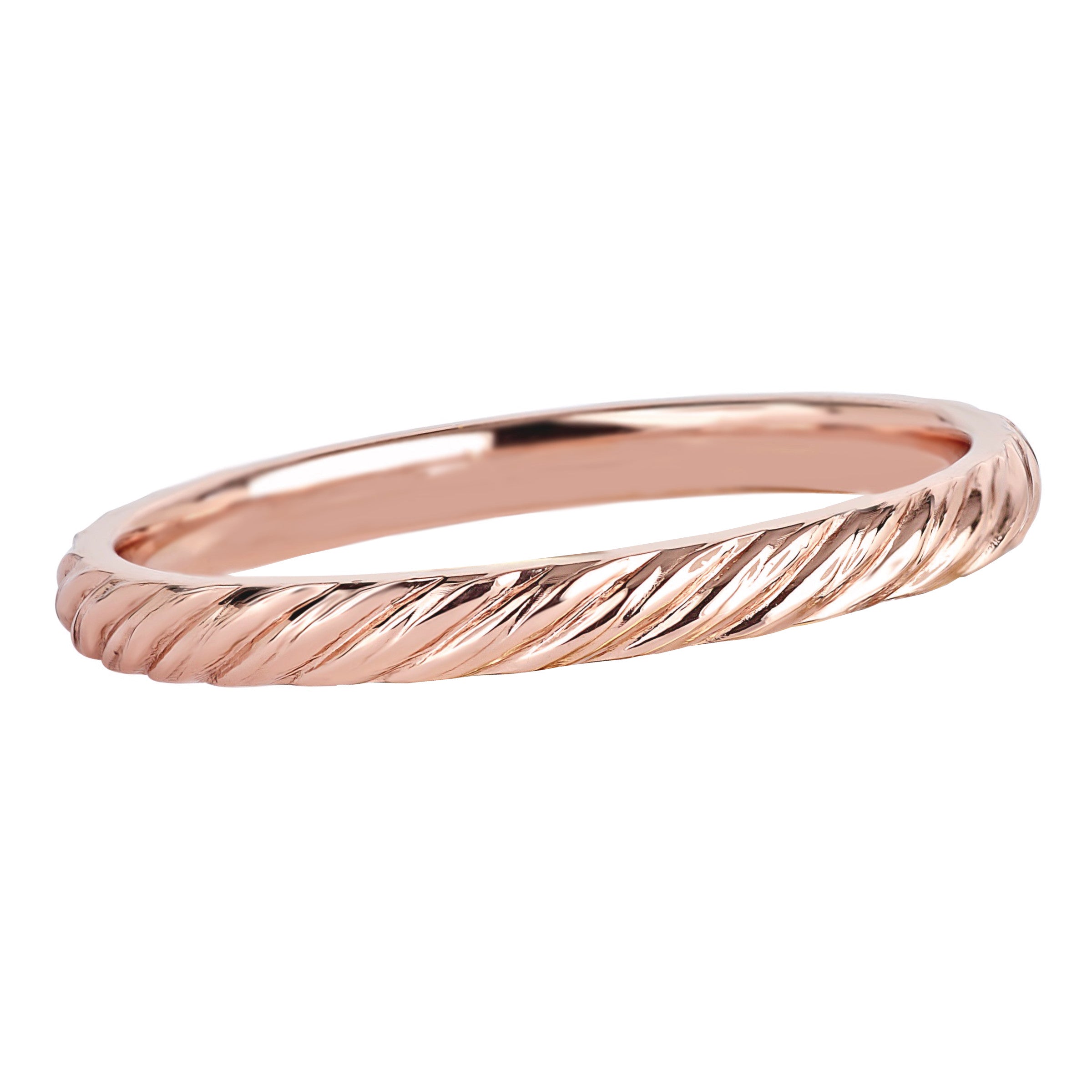 14K Rose Gold 2MM Twisted Wedding Band