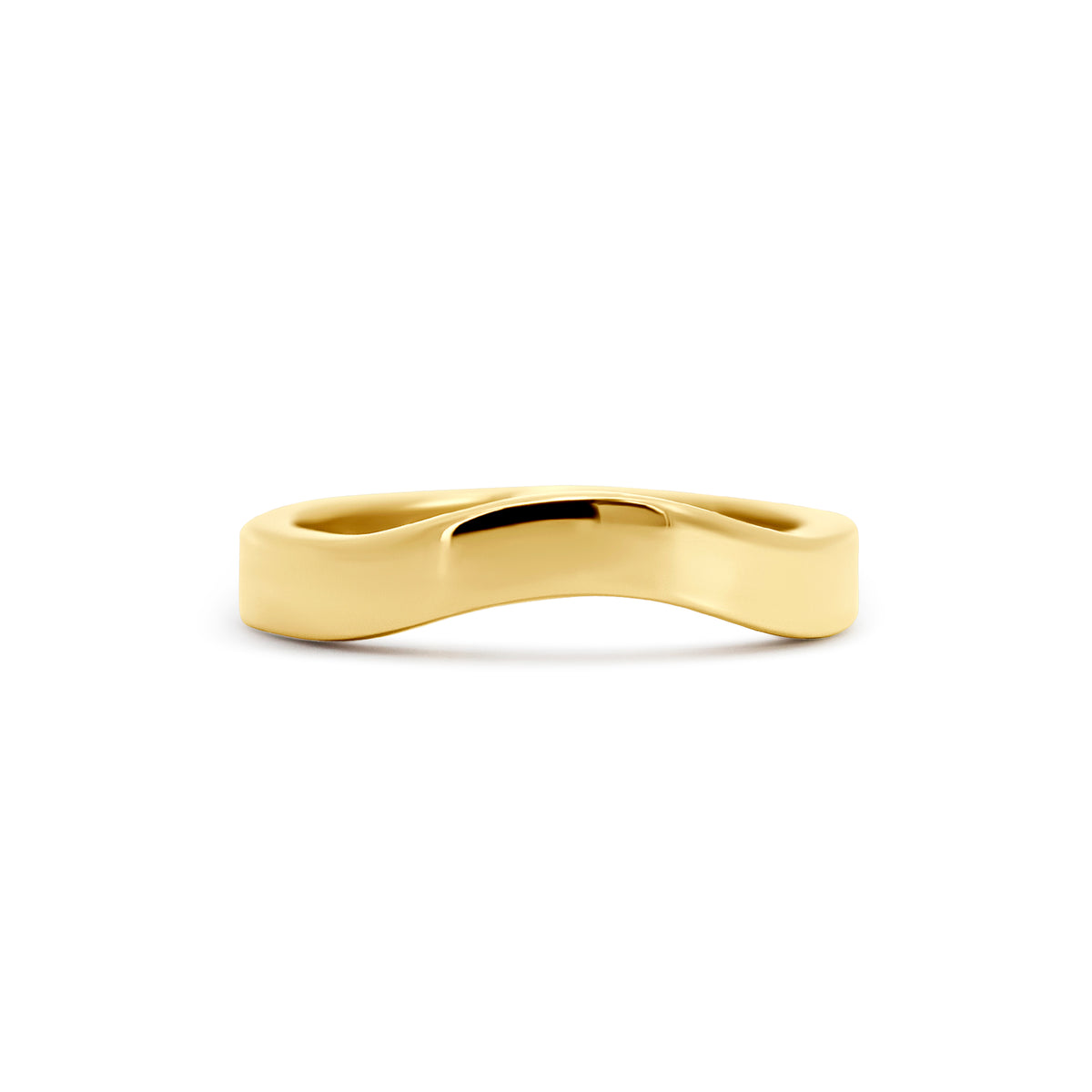 14K Yellow Gold Curved Wave Custom Wedding Band