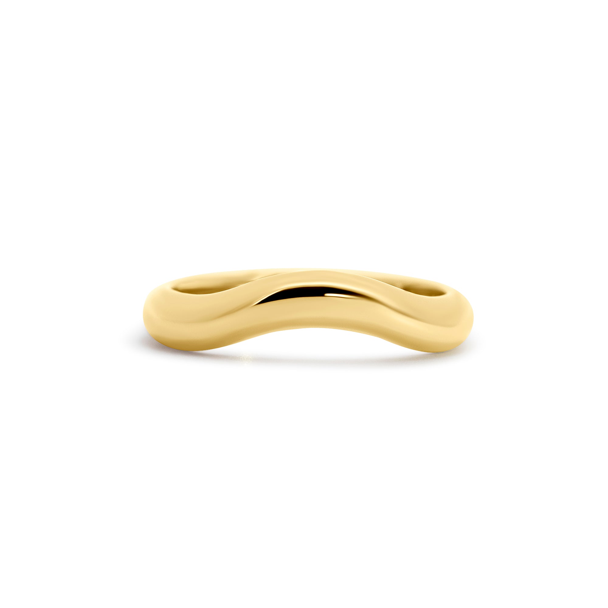 14K Yellow Gold Curved Wave Custom Wedding Band