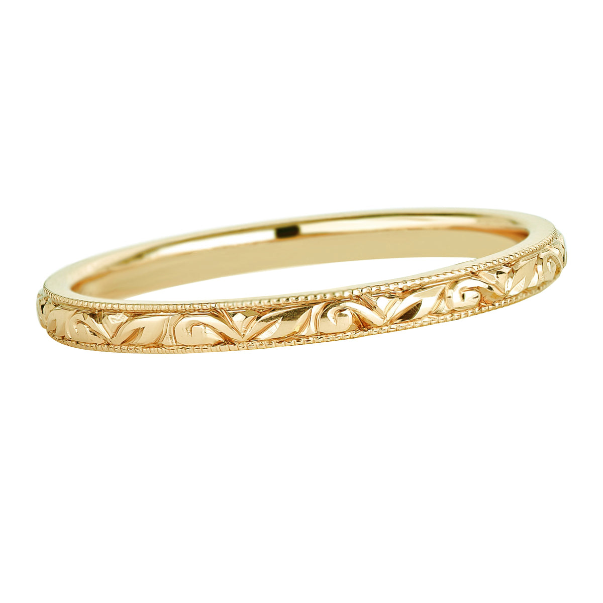 14K Yellow Gold Engraved Wedding Band, 1.75mm | Joe Kassab Jewelers