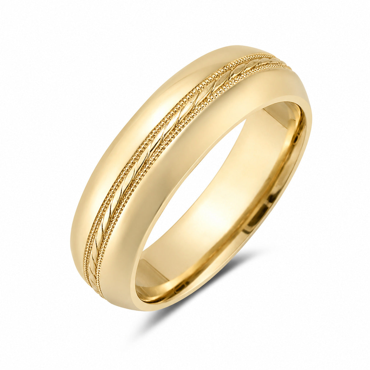 10 Karat Yellow Gold 5mm Rope Center Men's Wedding Band
