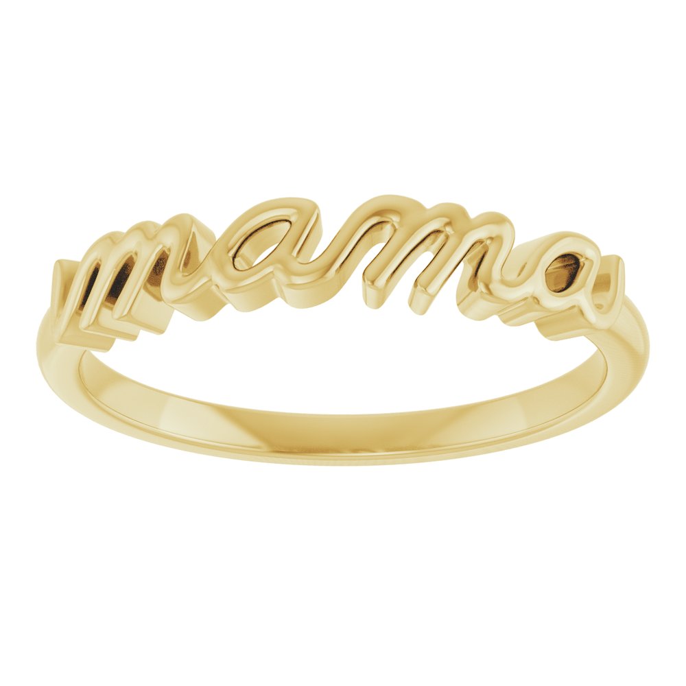 14K Yellow Gold "Mama" Script Ring | Mother's Fashion Ring