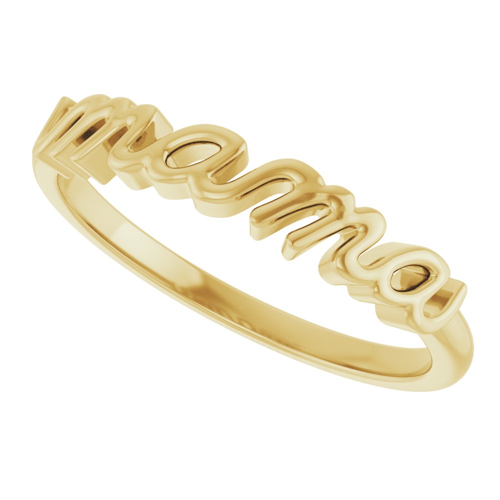14K Yellow Gold "Mama" Script Ring | Mother's Fashion Ring
