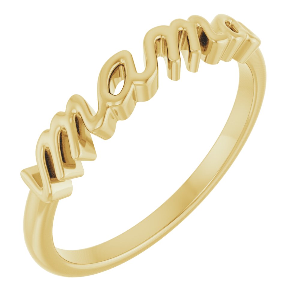 14K Yellow Gold "Mama" Script Ring | Mother's Fashion Ring