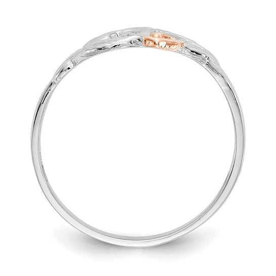 14 Karat White & Rose Gold Heart and Leaves Fashion Ring | Joe Kassab Jewelers