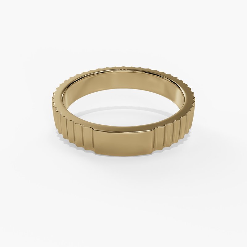 14K Yellow Gold Lined Wedding/Stacking Band