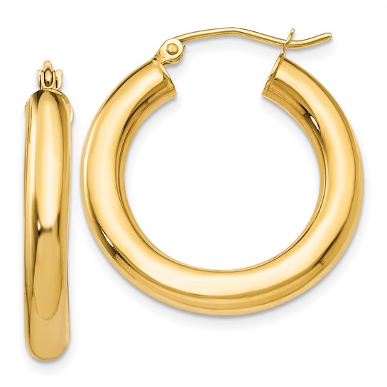 14 Karat Yellow Gold 4.00mm Hoop Earrings | Joe Kassab Jewelers