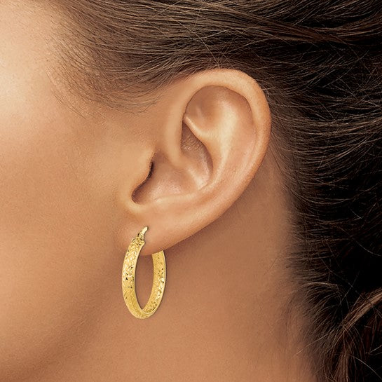 Classic Diamond Cut Fancy Hoop Earrings
