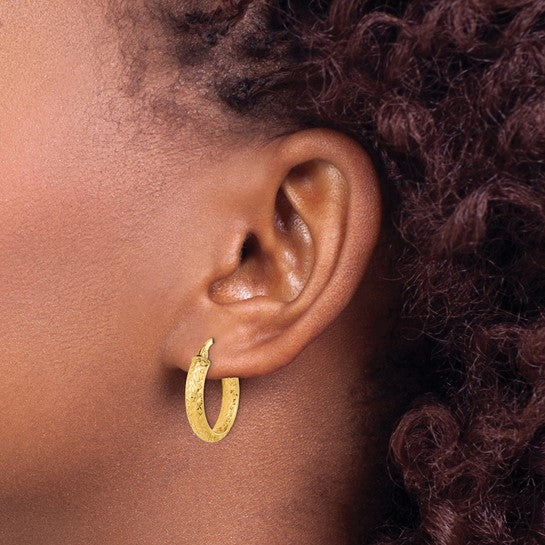 Diamond Cut Fancy Tube Hoop Earrings