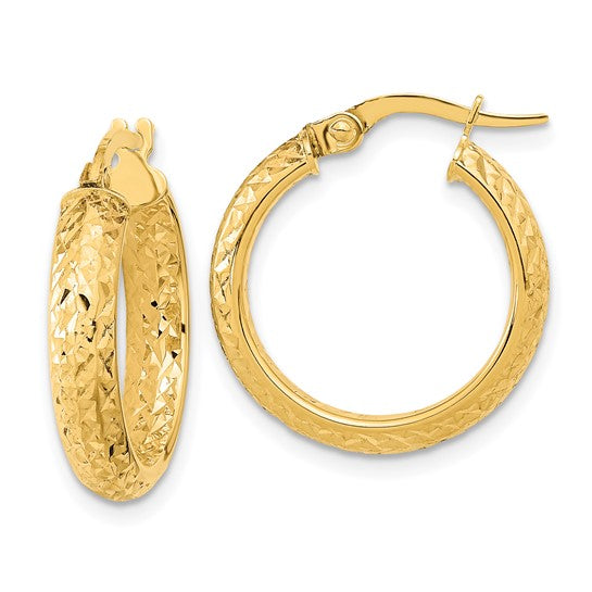 Diamond Cut Fancy Tube Hoop Earrings