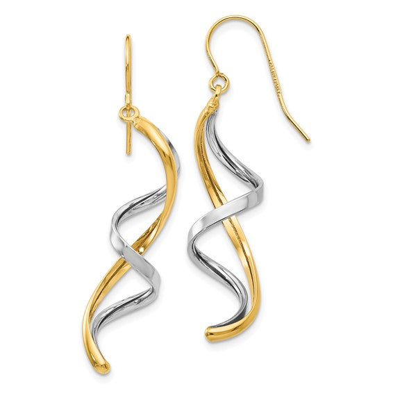14 Karat Two-Tone Polished Fancy Dangle Earrings
