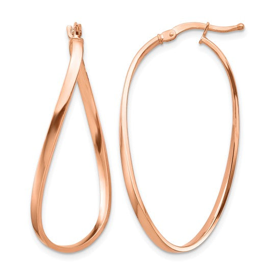 14KR 2MM Wavy Oval Hoop Earrings