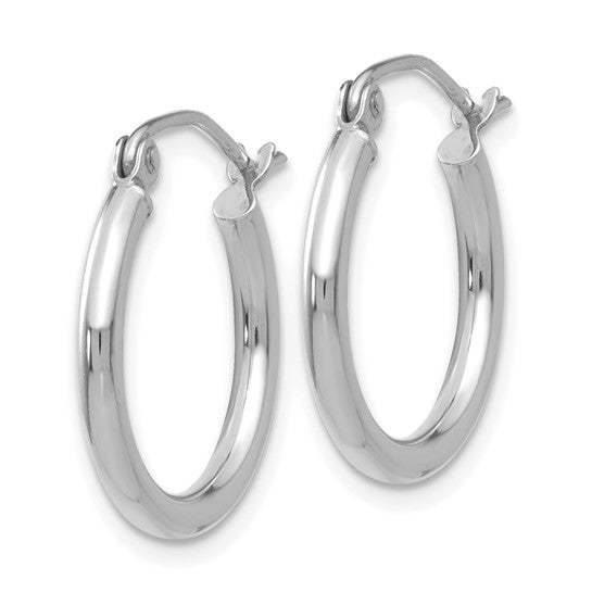 14K White Gold 2mm Hoop Earrings