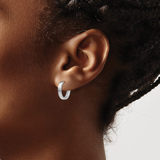 14K White Gold Hinged Hoop Earrings