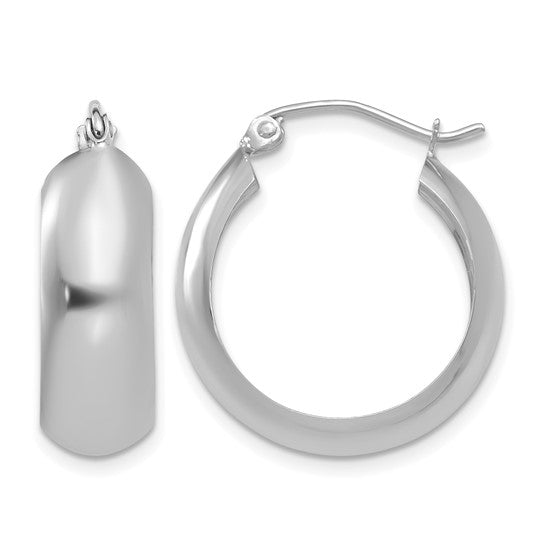 14 Karat White Gold 7mm Hoop Earrings | Joe Kassab Jewelers
