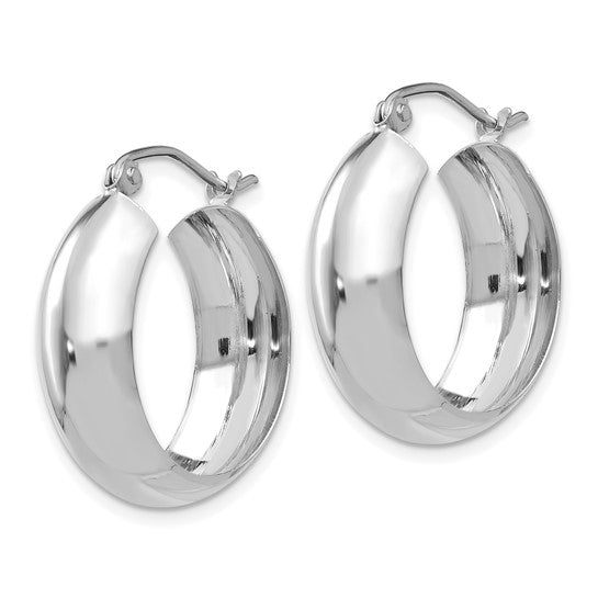 14 Karat White Gold 7mm Hoop Earrings | Joe Kassab Jewelers