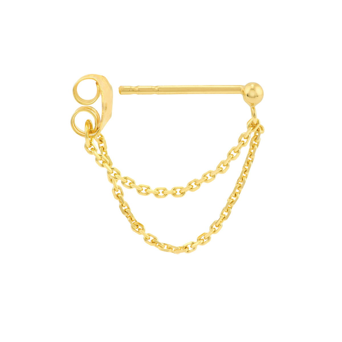 14K Yellow Gold Diamond Cut Cable Chain Drop Earrings