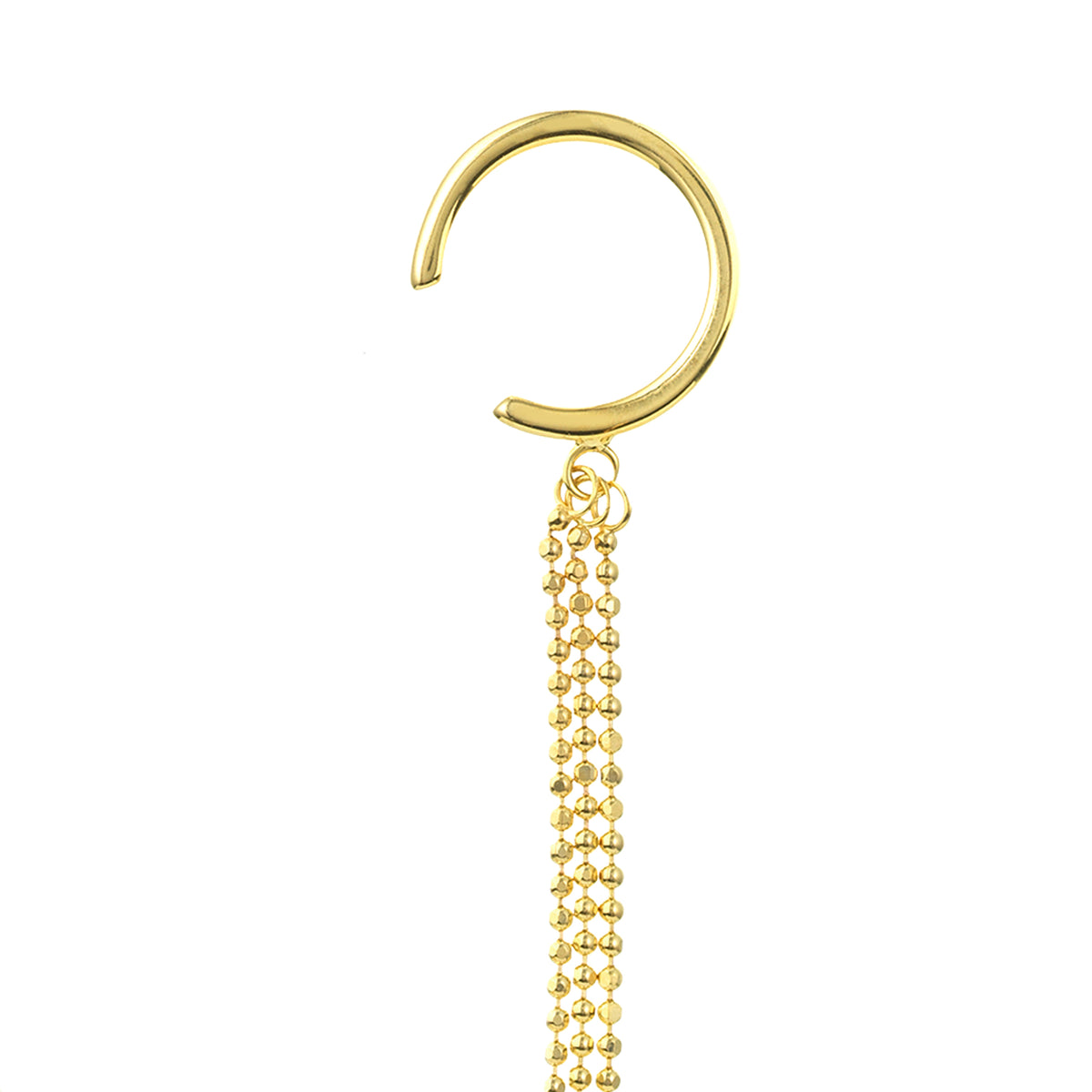 14K Yellow Gold Ear Cuff with Diamond Cut Bead Chain