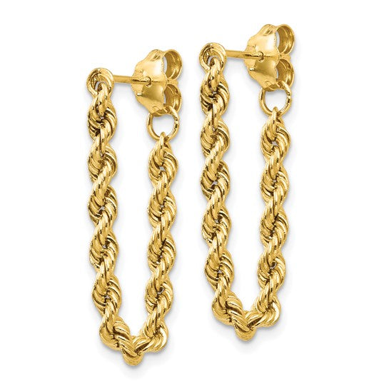 14K Yellow Gold Rope Dangle Earrings | Joe Kassab Jewelers