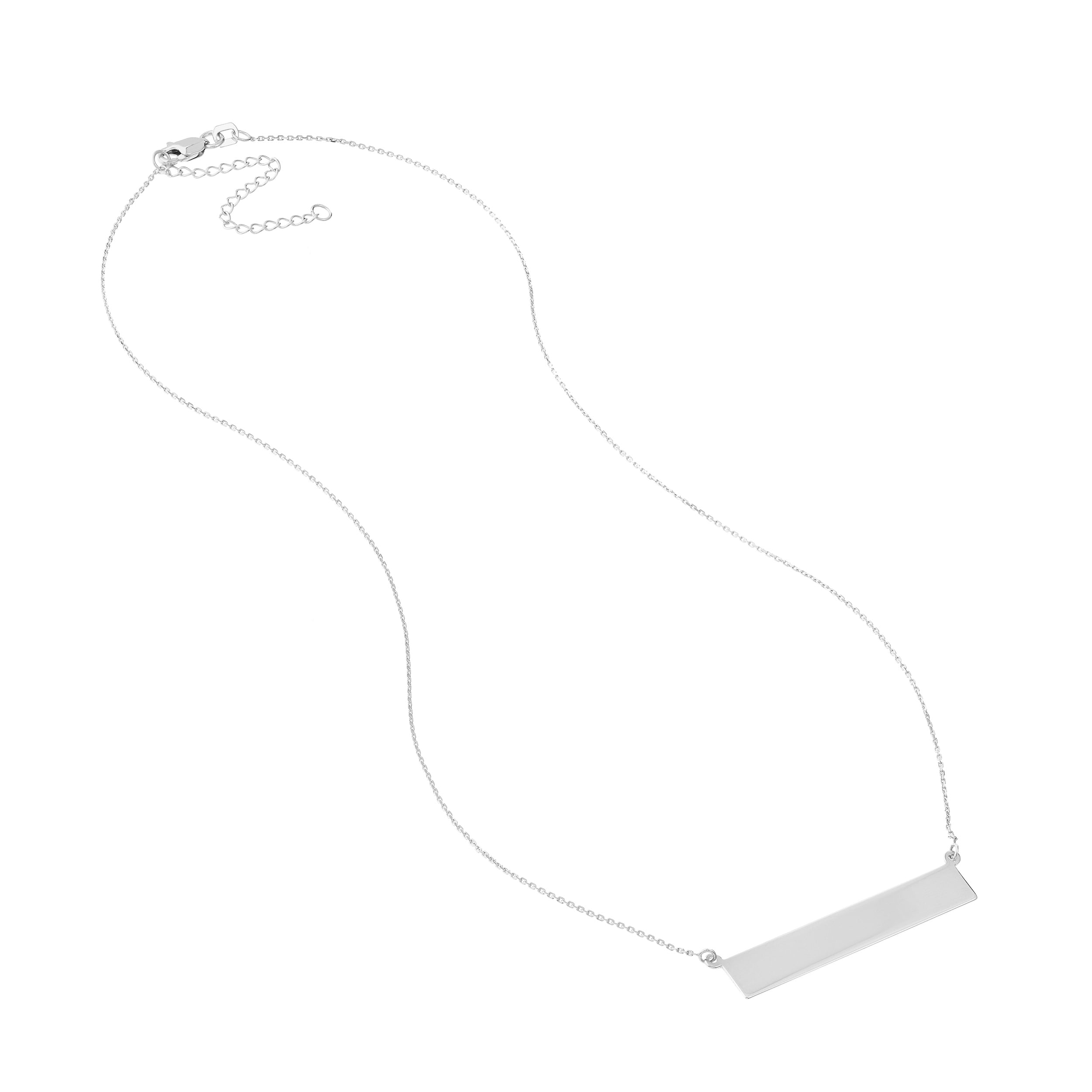 14 Karat White Gold Engravable Bar Necklace
