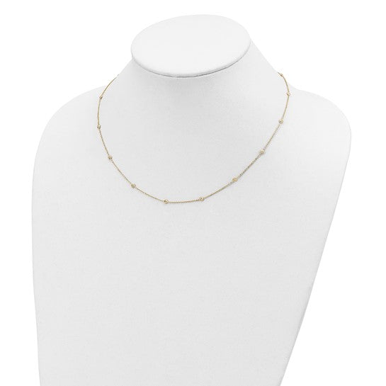 14 Karat Yellow Gold Diamond-Cut Station Bead Necklace | Joe Kassab Jewelers
