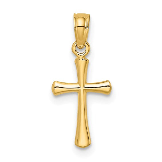 14 Karat Yellow Gold Tapered Cross Pendant | Joe Kassab Jewelers