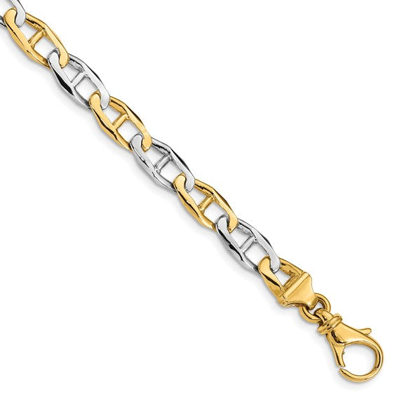 14K Two-Tone Gold Fancy Link Bracelet | 8.25 Inch Gold Bracelet