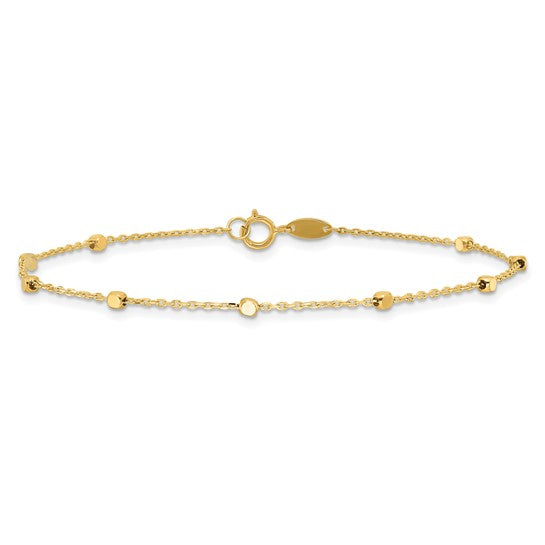 14K Yellow Gold Cube Bead Station Bracelet | Joe Kassab Jewelers