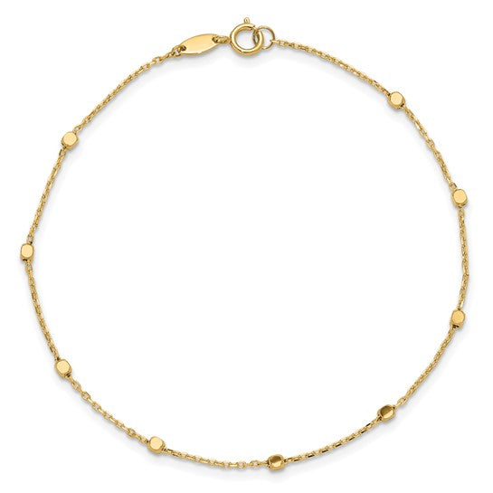 14K Yellow Gold Cube Bead Station Bracelet | Joe Kassab Jewelers