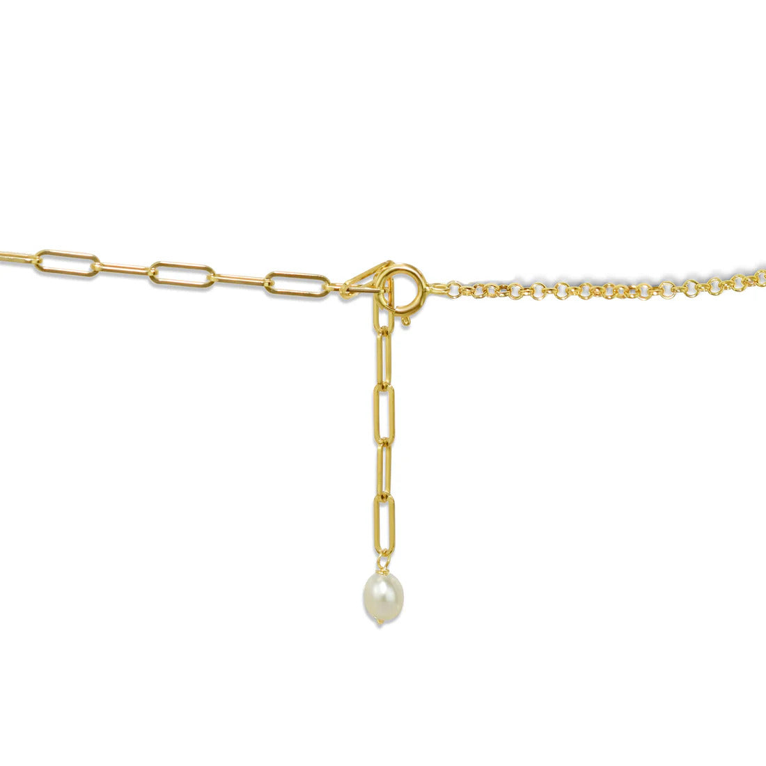 14K Freshwater Pearl & Paperclip Link Anklet