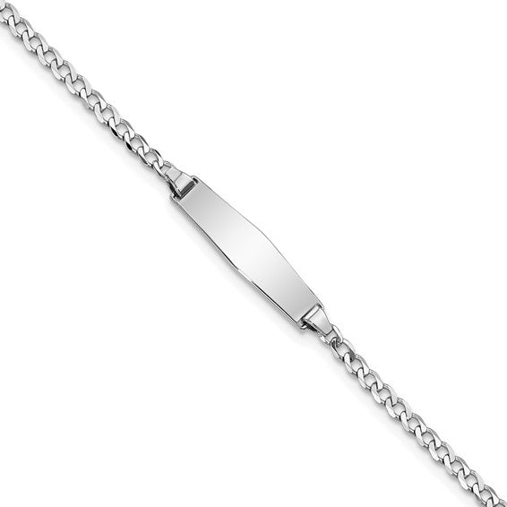 14K White Gold Baby Curb ID Bracelet | Engravable Baby Bracelet