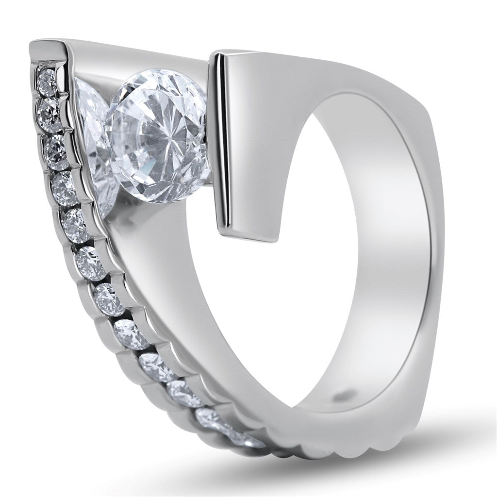 Modern By-pass Engagement Ring