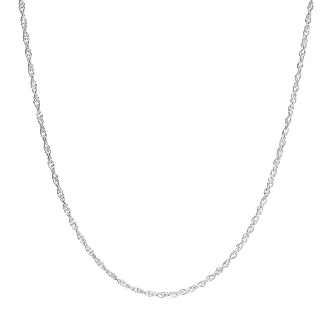 Rhodium Over Sterling Silver Rope Chain