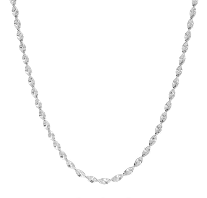 Rhodium Over Sterling Silver Twist Magic Chain