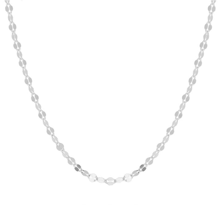 Rhodium Over Sterling Silver Mirror Link Chain