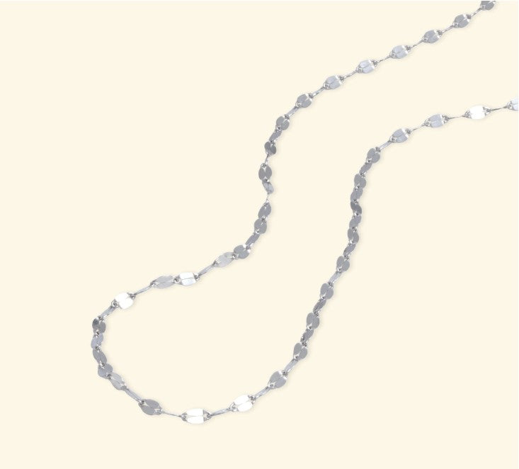 Rhodium Over Sterling Silver Mirror Link Chain