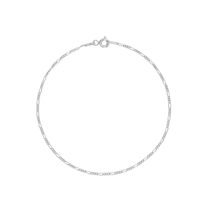 Rhodium Over Sterling Silver Figaro Bracelet