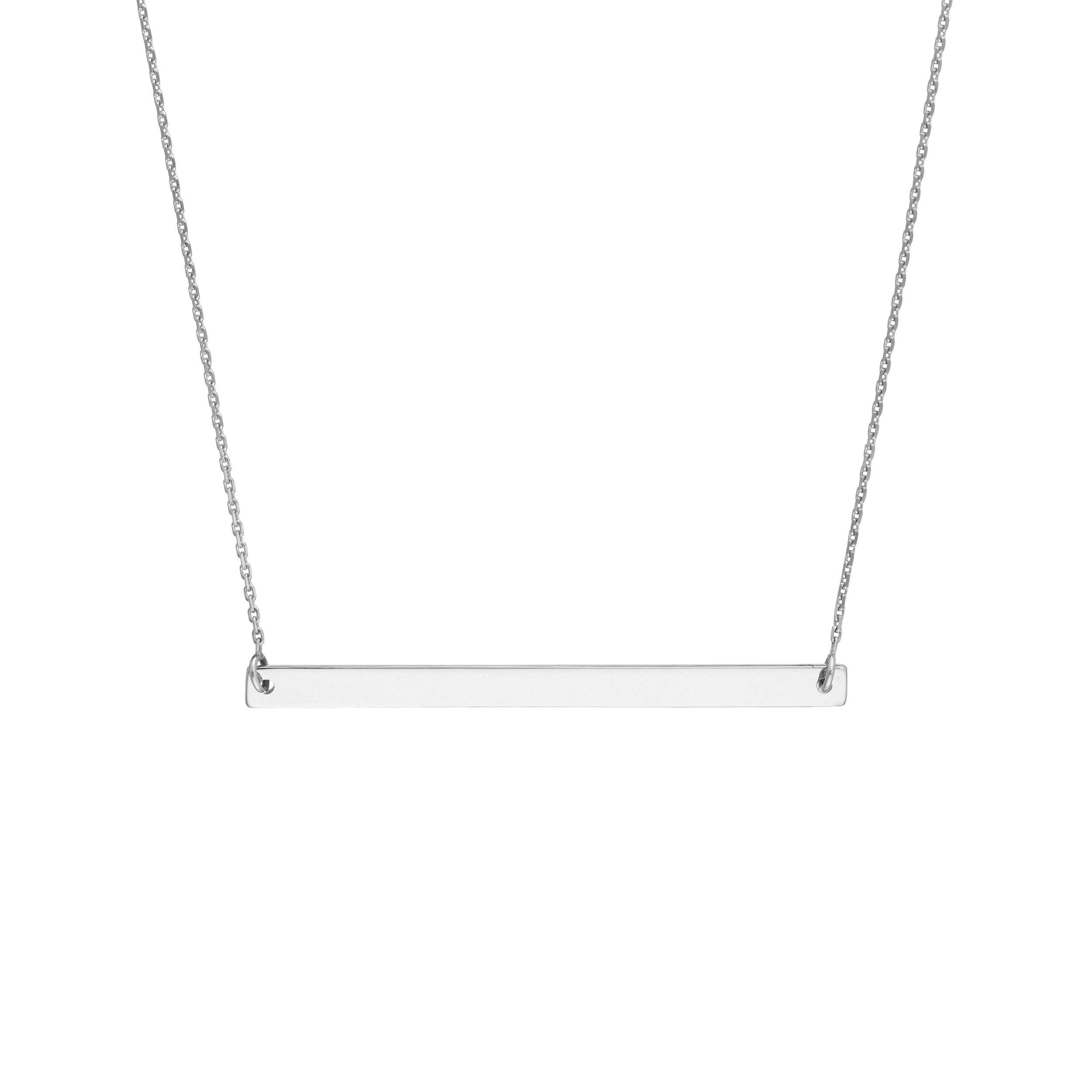 Sterling Silver Bar Necklace | 16–18 Inch Adjustable Cable Link Chain