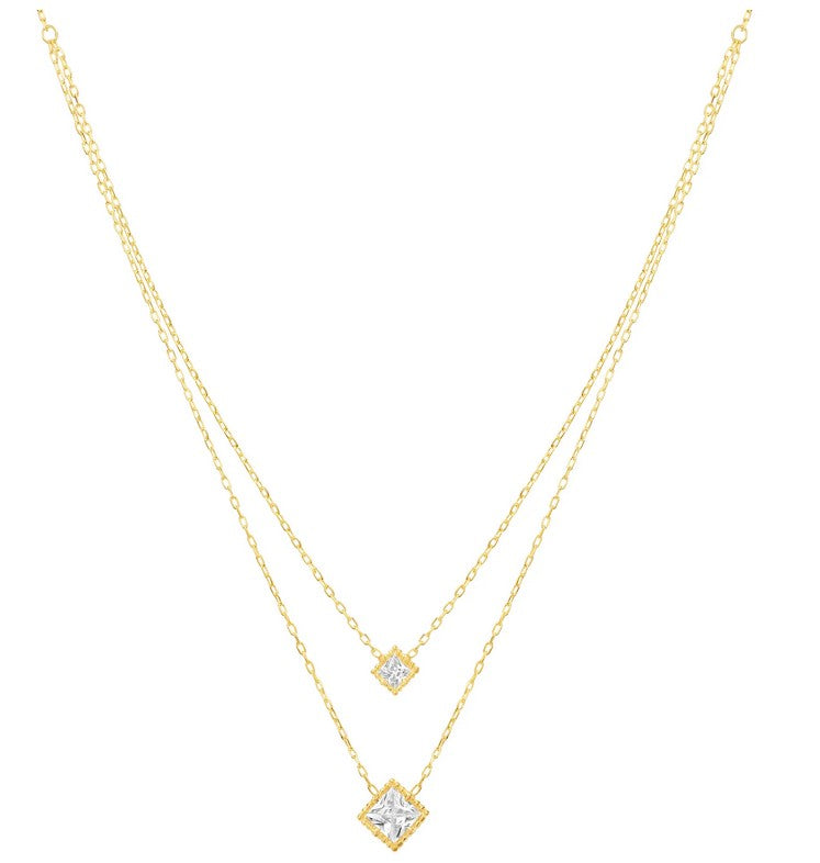 Layered Gold Over Silver CZ Necklace
