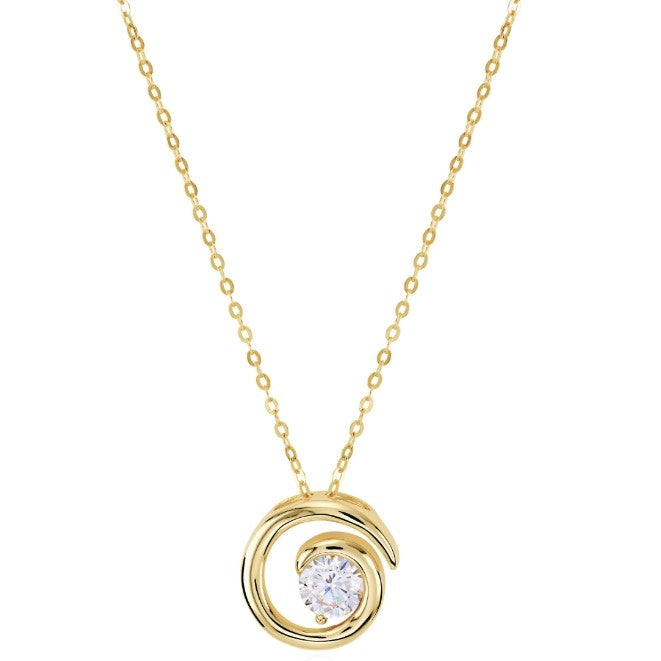 Gold Over Silver CZ Swirl Necklace