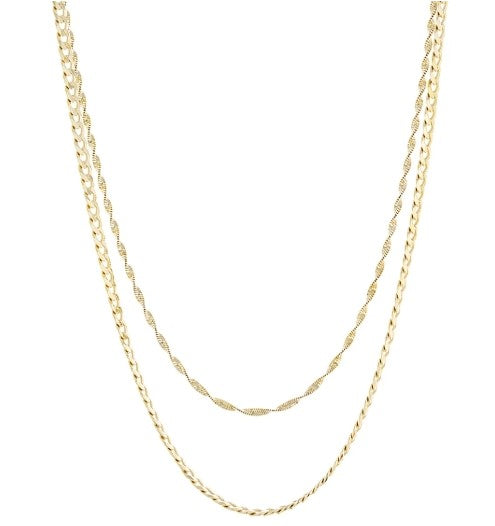 Gold Over Sterling Silver Double Chain Necklace