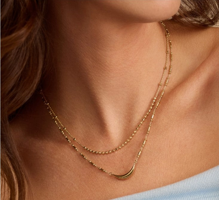 Gold Over Sterling Silver Puffy Beaded Chain