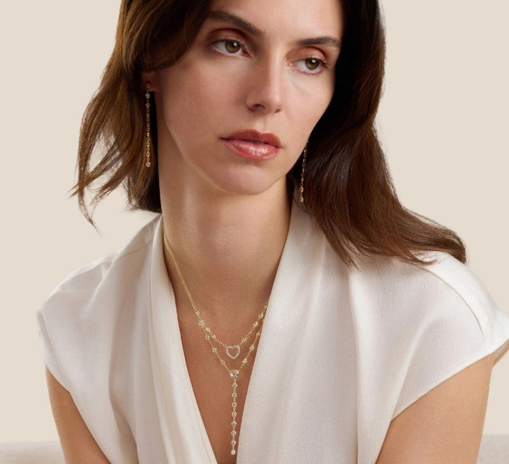 Gold Over Sterling Silver CZ Bezel 'Y' Necklace