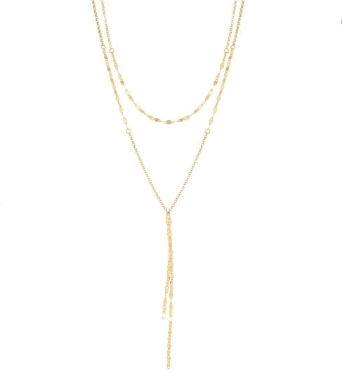 Gold Over Sterling Silver Double Strand Mirror Link Necklace
