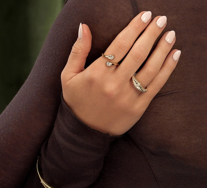 14K Gold Over 925 Sterling Silver Bypas Ring