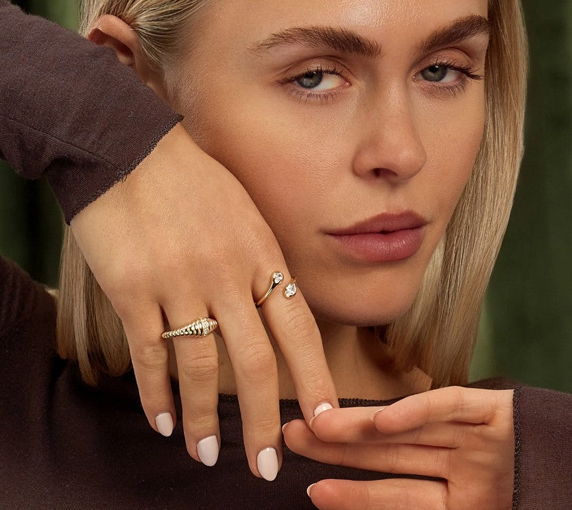 14K Gold Over 925 Sterling Silver Bypas Ring